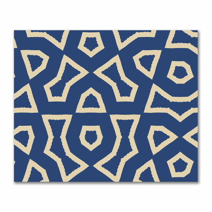 Royal Blue Cotton Sateen Fabric with Bold Tan Graphic  | FACS-1294-392
