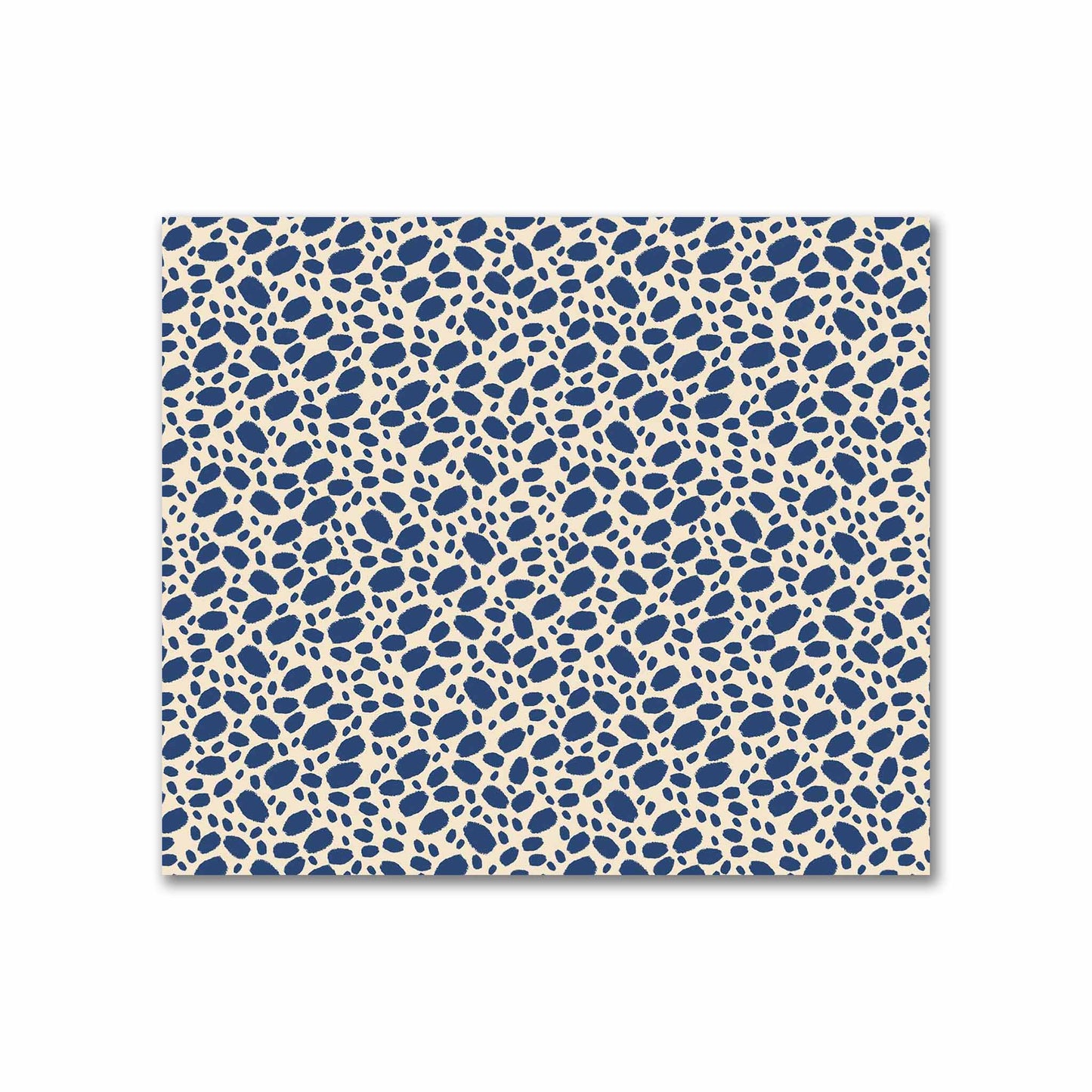 Beige Cotton Sateen Fabric with Royal Blue Hand-painted Dab Motif Print | FACS-1295-092