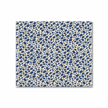 Beige Cotton Sateen Fabric with Royal Blue Hand-painted Dab Motif Print | FACS-1295-092