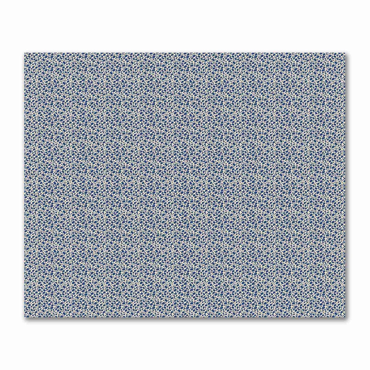Beige Cotton Sateen Fabric with Royal Blue Hand-painted Dab Motif Print | FACS-1295-092