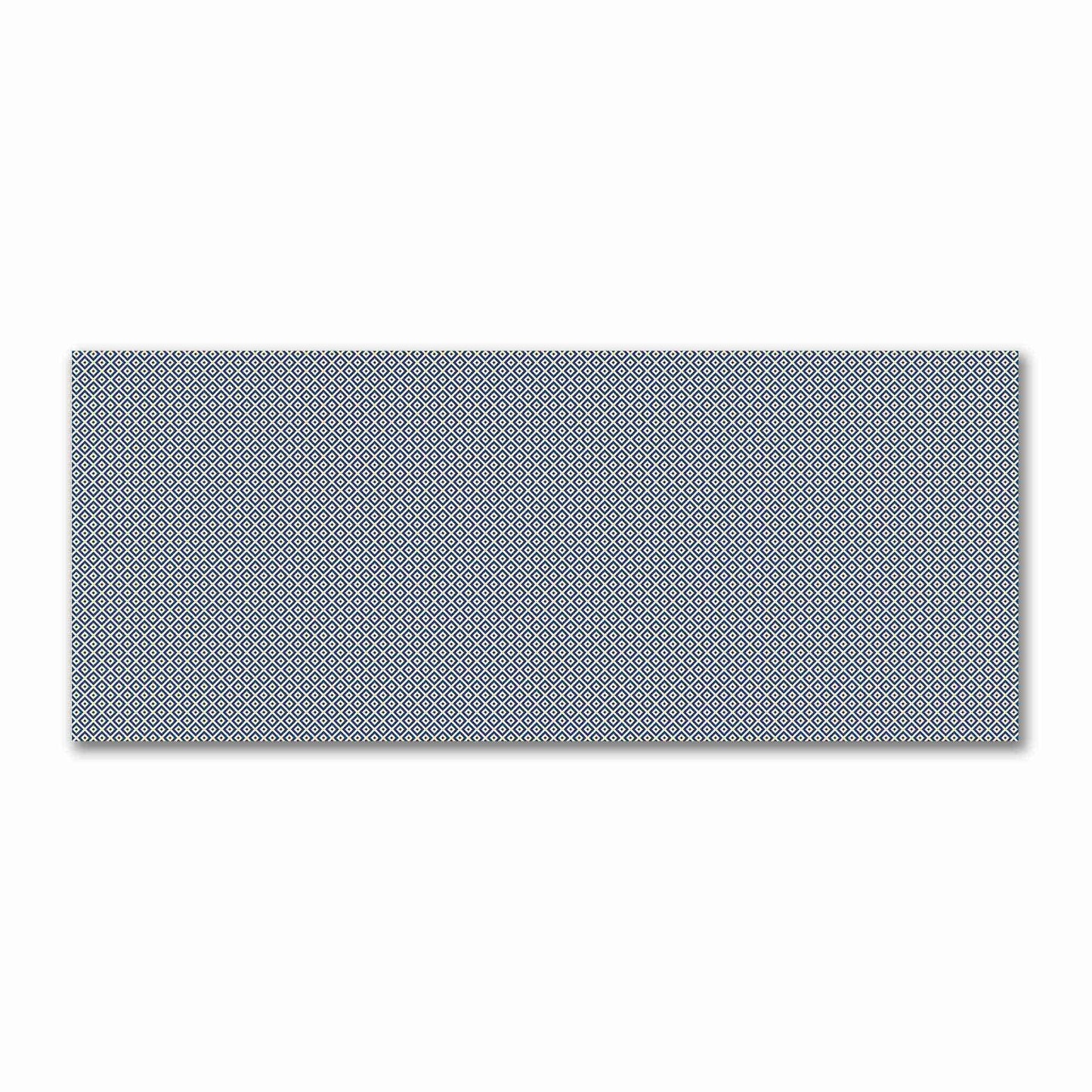 Beige Cotton Sateen Fabric with Royal Blue Repeating Square Motif Print | FACS-1295-122