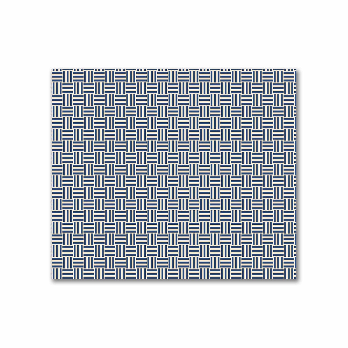 Beige Cotton Sateen Fabric with Royal Blue Single Weave Motif Print | FACS-1295-142