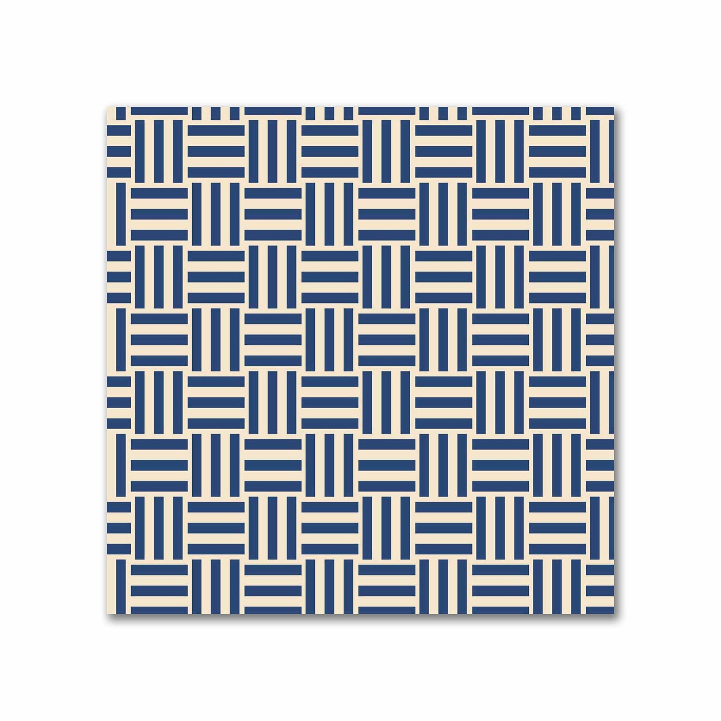 Beige Cotton Sateen Fabric with Royal Blue Single Weave Motif Print | FACS-1295-142