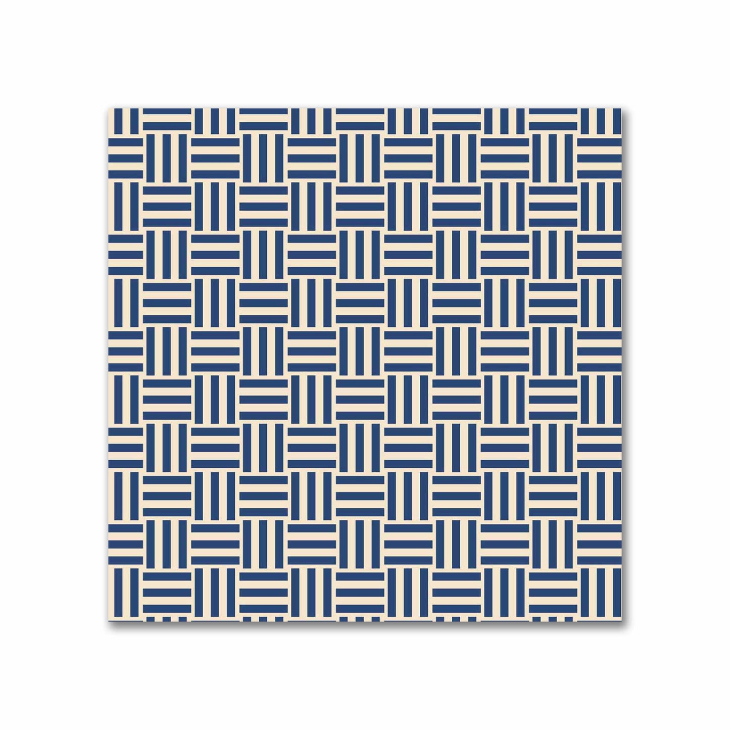 Beige Cotton Sateen Fabric with Royal Blue Double Weave Motif Print | FACS-1295-144