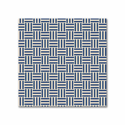 Beige Cotton Sateen Fabric with Royal Blue Double Weave Motif Print | FACS-1295-144