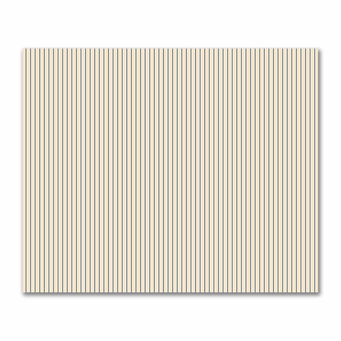 Cotton Sateen Fabric with Fine Royal Blue Stripes on Beige, FACS-1295-151