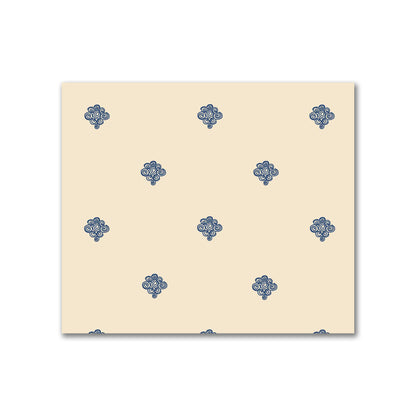 Beige Cotton Sateen Fabric with Royal Blue Hand-painted Swizzle Motif Print | FACS-1295-171