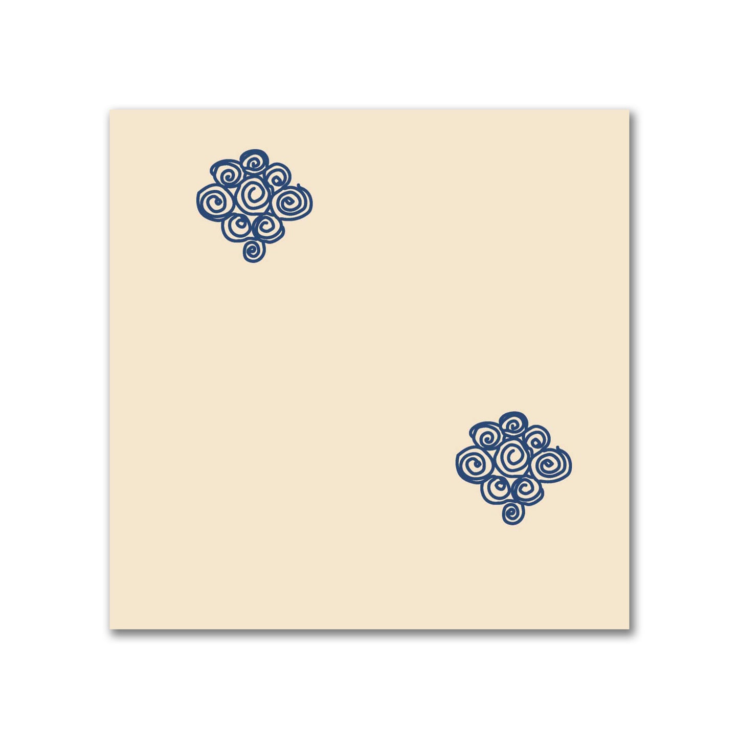 Beige Cotton Sateen Fabric with Royal Blue Hand-painted Swizzle Motif Print | FACS-1295-171