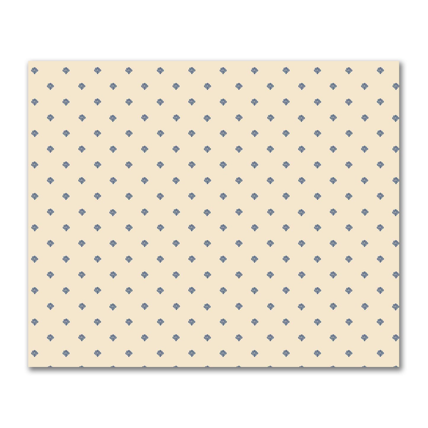 Beige Cotton Sateen Fabric with Royal Blue Hand-painted Swizzle Motif Print | FACS-1295-171