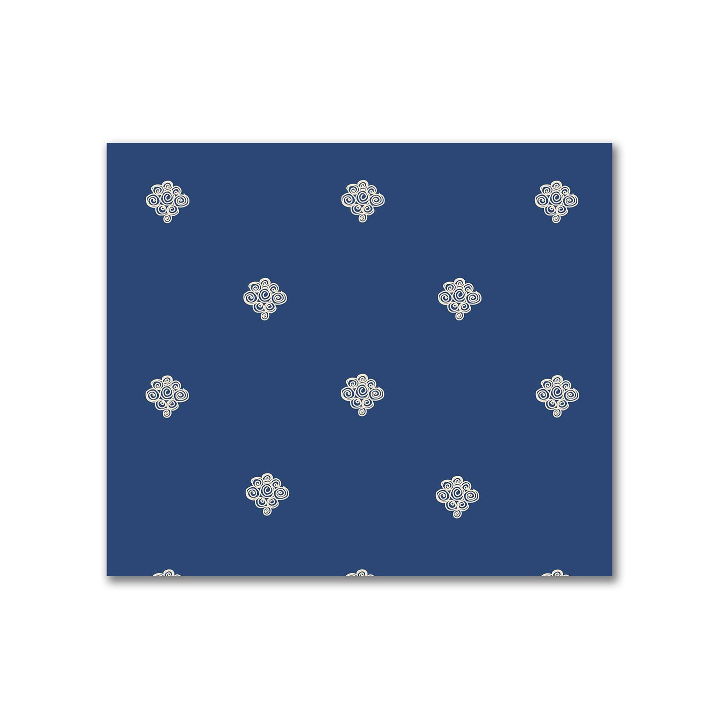 Royal Blue Cotton Sateen Fabric with Beige Hand-painted Swizzle Motif Print | FACS-1295-172
