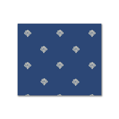 Royal Blue Cotton Sateen Fabric with Beige Hand-painted Swizzle Motif Print | FACS-1295-172