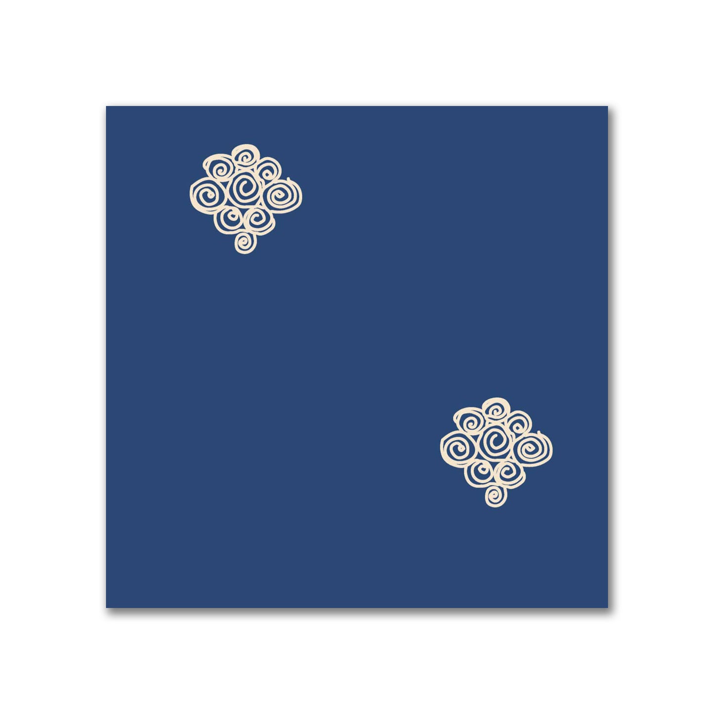 Royal Blue Cotton Sateen Fabric with Beige Hand-painted Swizzle Motif Print | FACS-1295-172