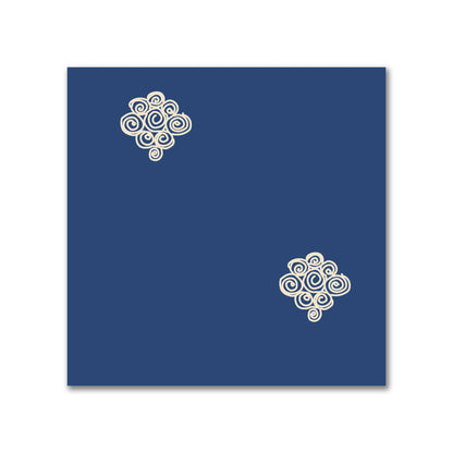 Royal Blue Cotton Sateen Fabric with Beige Hand-painted Swizzle Motif Print | FACS-1295-172