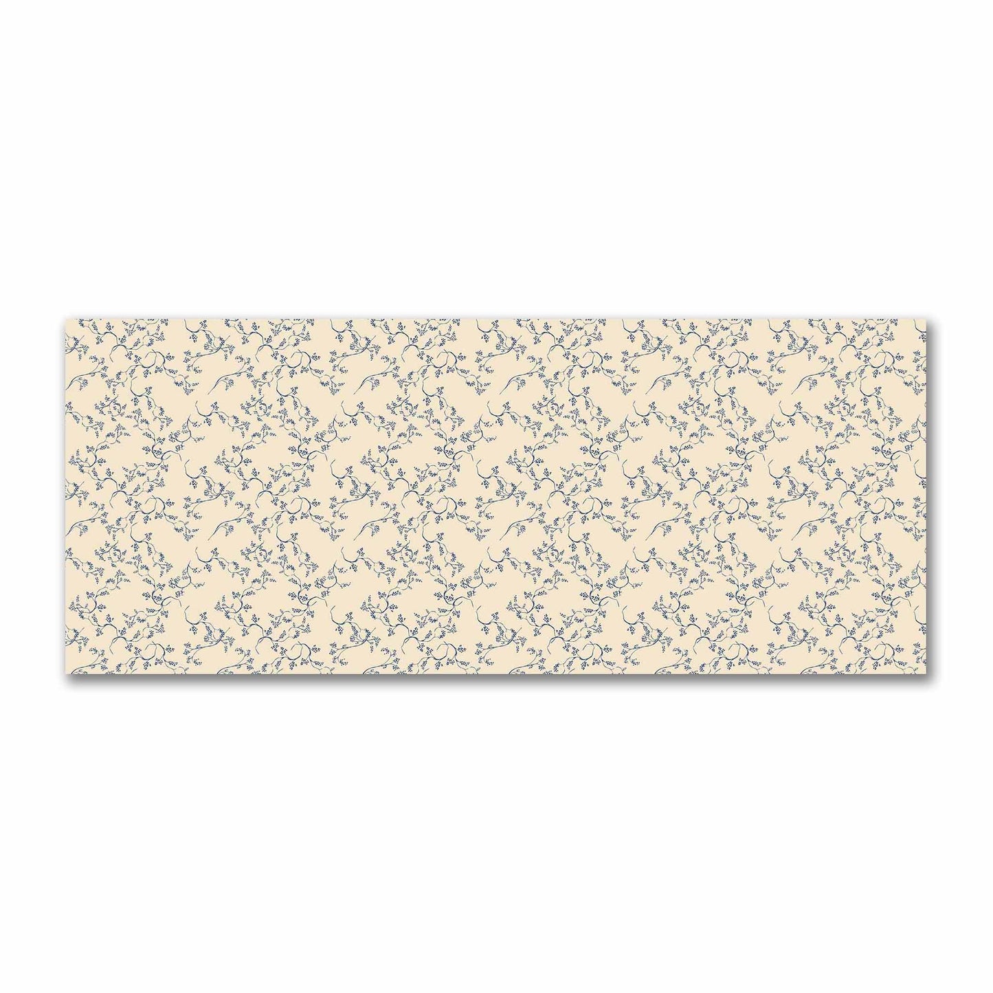 Beige Cotton Sateen Fabric with Royal Blue Hand-painted Vine Print | FACS-1295-181