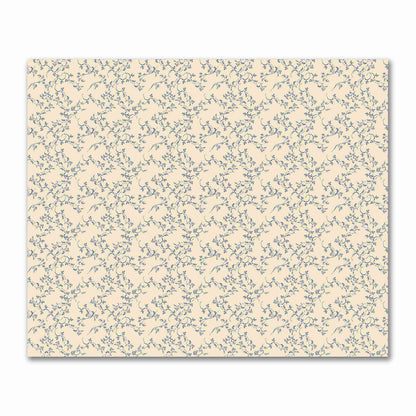 Beige Cotton Sateen Fabric with Royal Blue Hand-painted Vine Print | FACS-1295-181