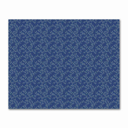 Royal Blue Cotton Sateen Fabric with Beige Vine Print  | FACS-1295-182