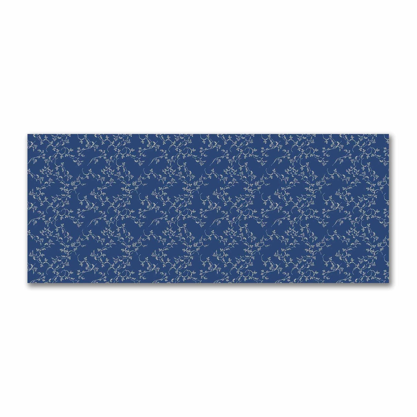 Royal Blue Cotton Sateen Fabric with Beige Vine Print  | FACS-1295-182