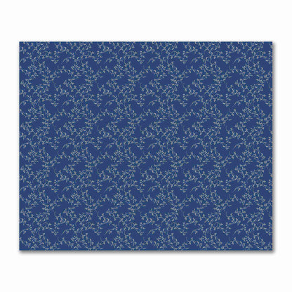 Royal Blue Cotton Sateen Fabric with Beige Vine Print  | FACS-1295-182