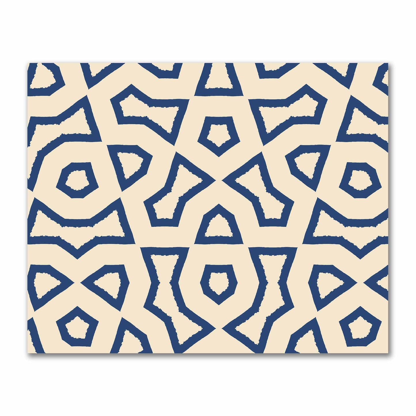 Beige Cotton Sateen Fabric with Bold Royal Blue Graphic  | FACS-1295-391