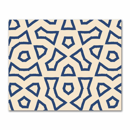 Beige Cotton Sateen Fabric with Bold Royal Blue Graphic  | FACS-1295-391