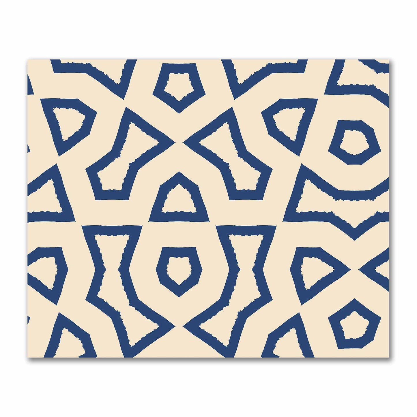 Beige Cotton Sateen Fabric with Bold Royal Blue Graphic  | FACS-1295-391