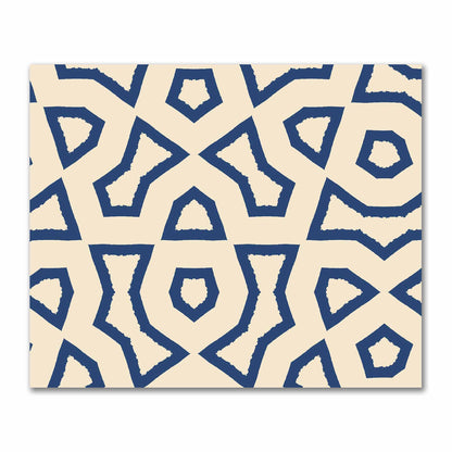 Beige Cotton Sateen Fabric with Bold Royal Blue Graphic  | FACS-1295-391