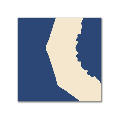 Royal Blue Cotton Sateen Fabric with Bold Beige Graphic  | FACS-1295-392