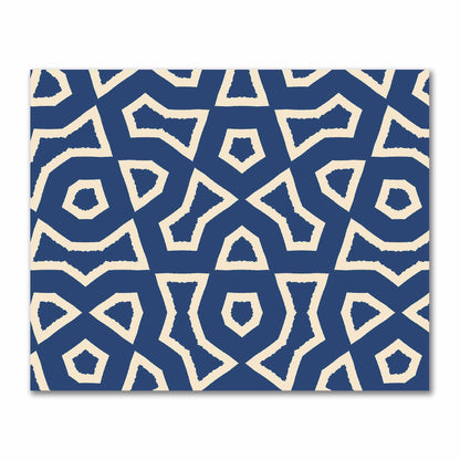 Royal Blue Cotton Sateen Fabric with Bold Beige Graphic  | FACS-1295-392