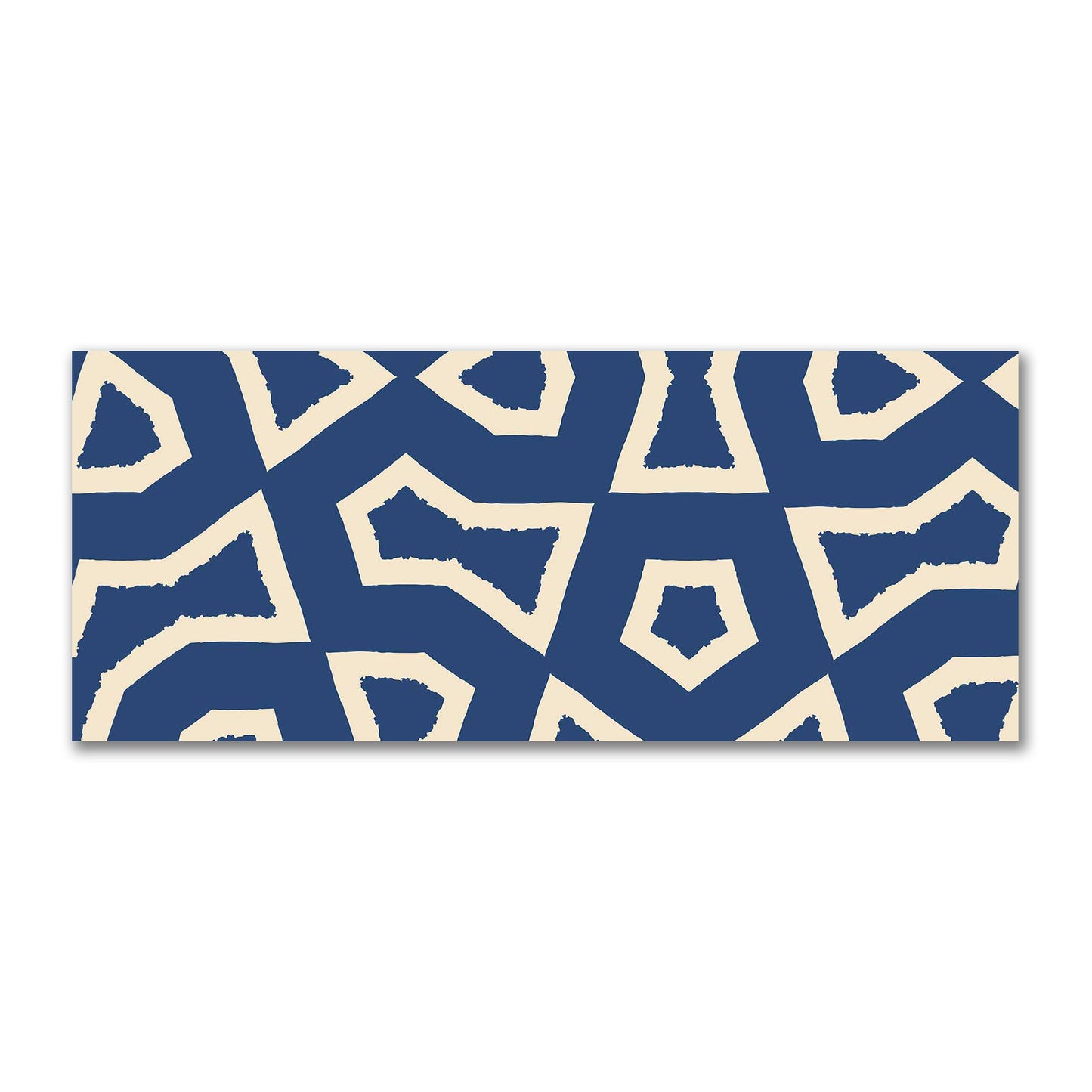 Royal Blue Cotton Sateen Fabric with Bold Beige Graphic  | FACS-1295-392