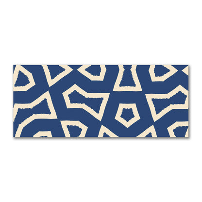 Royal Blue Cotton Sateen Fabric with Bold Beige Graphic  | FACS-1295-392
