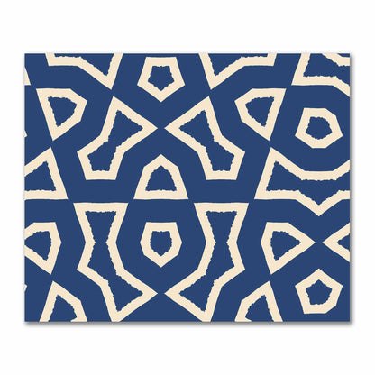 Royal Blue Cotton Sateen Fabric with Bold Beige Graphic  | FACS-1295-392