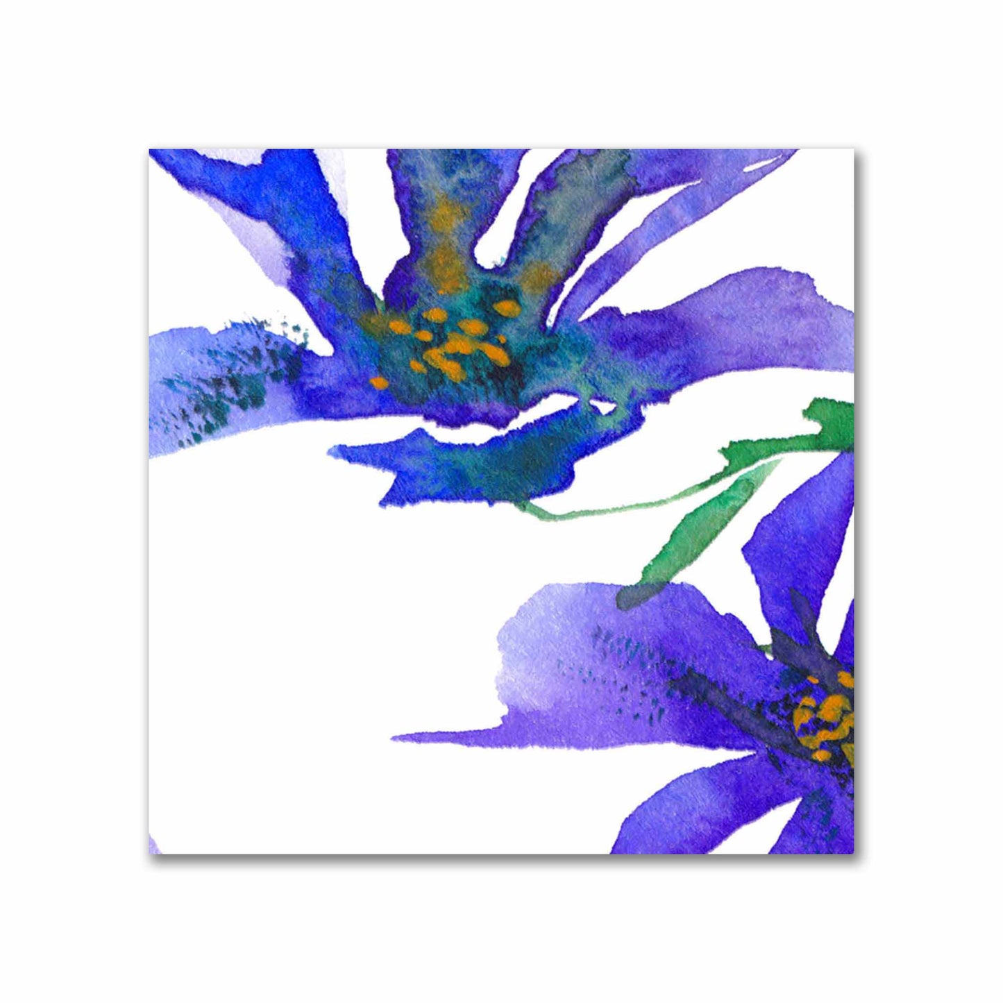 Cotton Sateen Fabric with Hand-painted Purple Watercolor Floral Print, FACS-1304