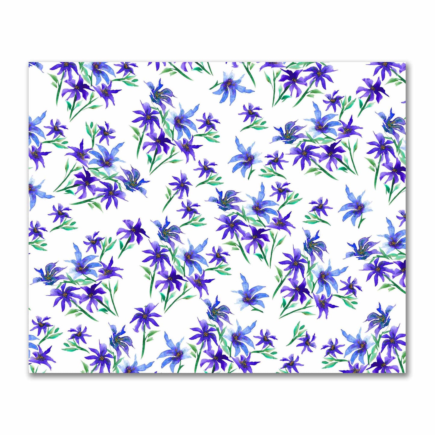 Cotton Sateen Fabric with Hand-painted Purple Watercolor Floral Print, FACS-1304