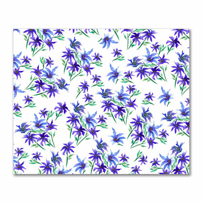 Cotton Sateen Fabric with Hand-painted Purple Watercolor Floral Print, FACS-1304