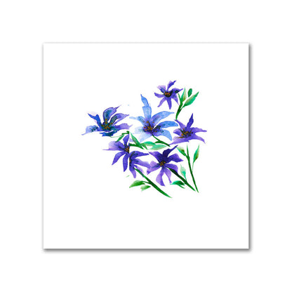 Cotton Sateen Fabric with Hand-painted Purple Watercolor Floral Pattern Print, FACS-1305