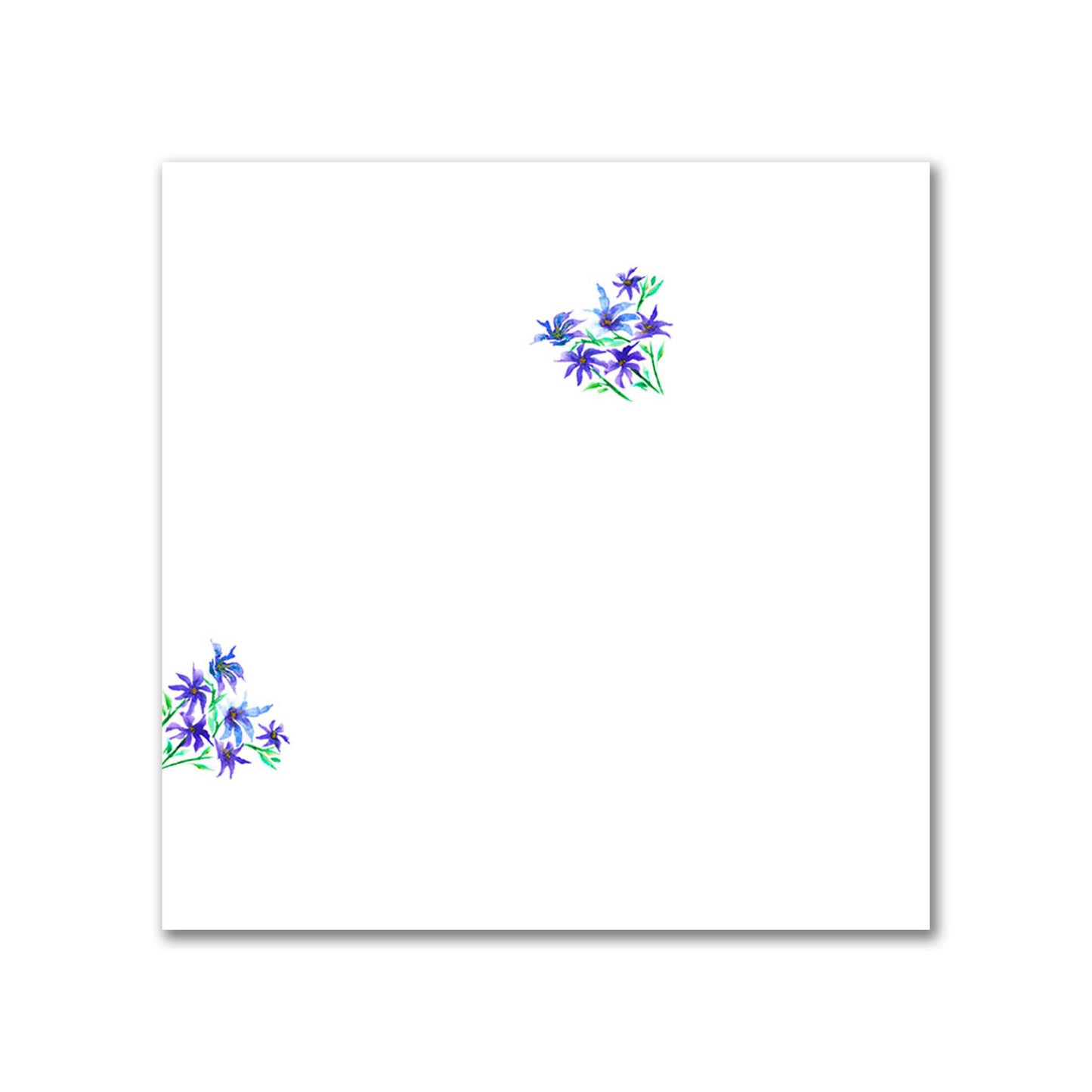 Cotton Sateen Fabric with Hand-painted Small Purple Watercolor Floral Pattern Print, FACS-1306
