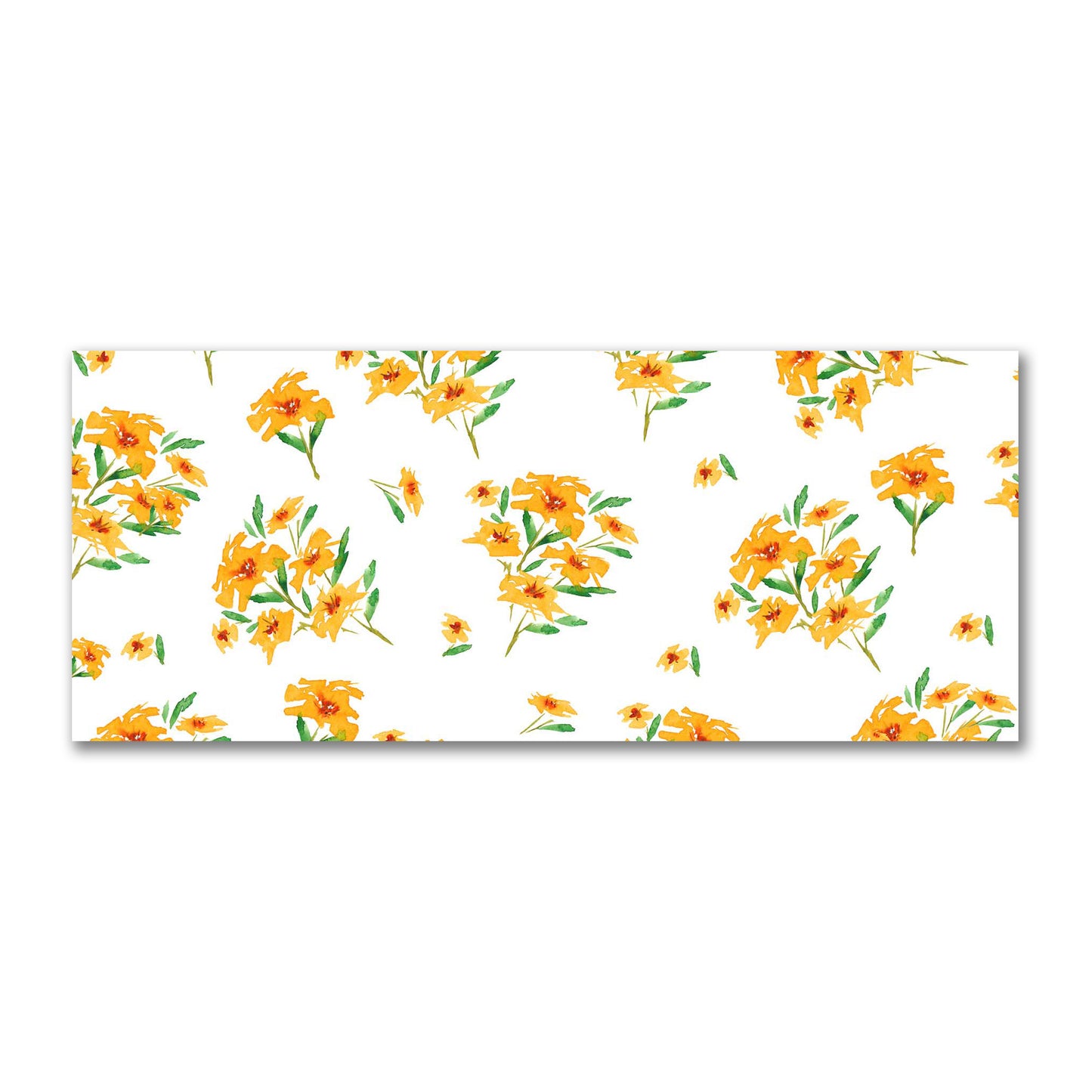 Cotton Sateen Fabric with Hand-painted Yellow-Orange Watercolor Floral Print, FACS-1314