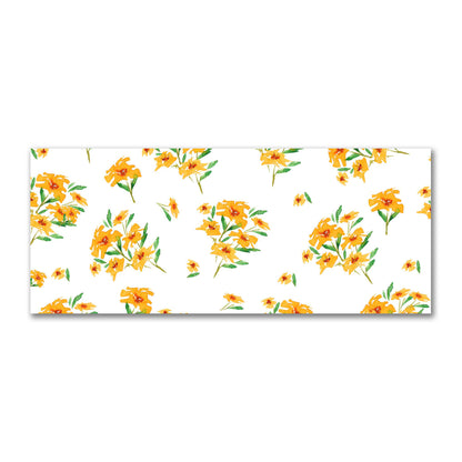 Cotton Sateen Fabric with Hand-painted Yellow-Orange Watercolor Floral Print, FACS-1314