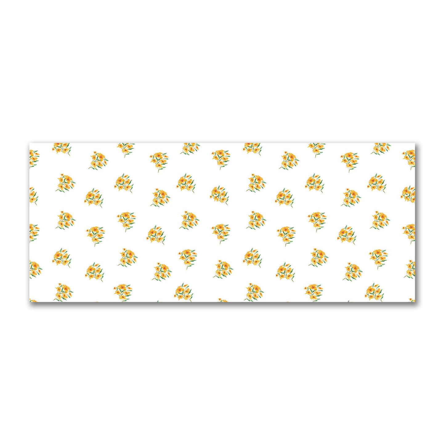 Cotton Sateen Fabric with Hand-painted Yellow-Orange Watercolor Floral Pattern Print, FACS-1315