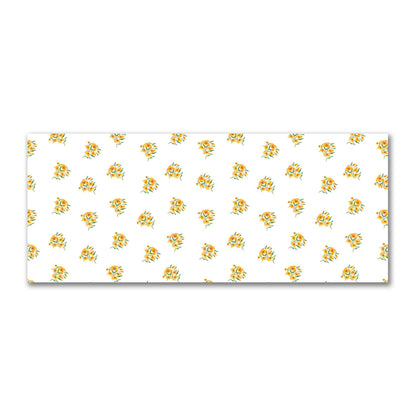 Cotton Sateen Fabric with Hand-painted Yellow-Orange Watercolor Floral Pattern Print, FACS-1315