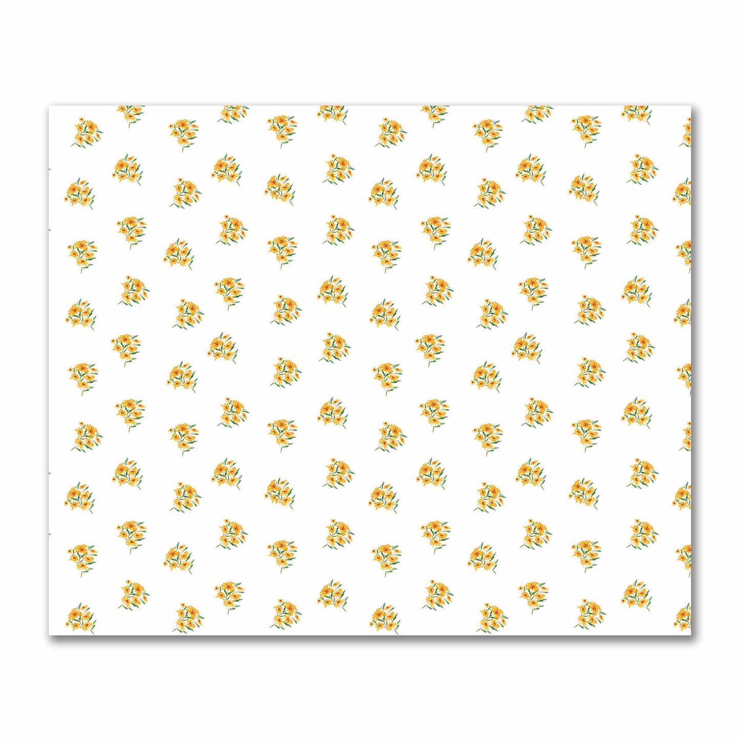 Cotton Sateen Fabric with Hand-painted Yellow-Orange Watercolor Floral Pattern Print, FACS-1315
