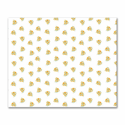 Cotton Sateen Fabric with Hand-painted Yellow-Orange Watercolor Floral Pattern Print, FACS-1315
