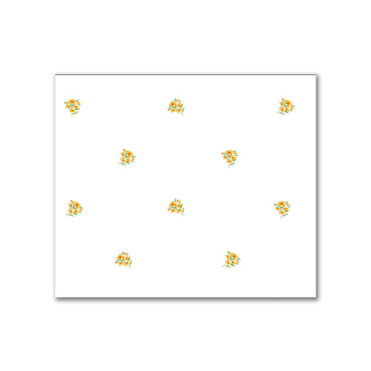 Cotton Sateen Fabric with Hand-painted Small Yellow-Orange Watercolor Floral Pattern Print, FACS-1316