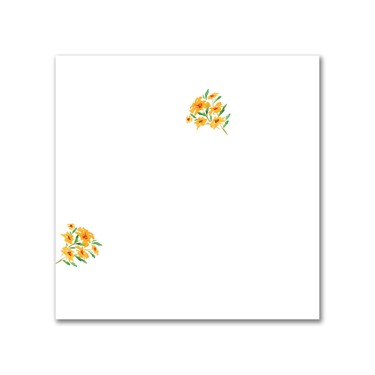 Cotton Sateen Fabric with Hand-painted Small Yellow-Orange Watercolor Floral Pattern Print, FACS-1316