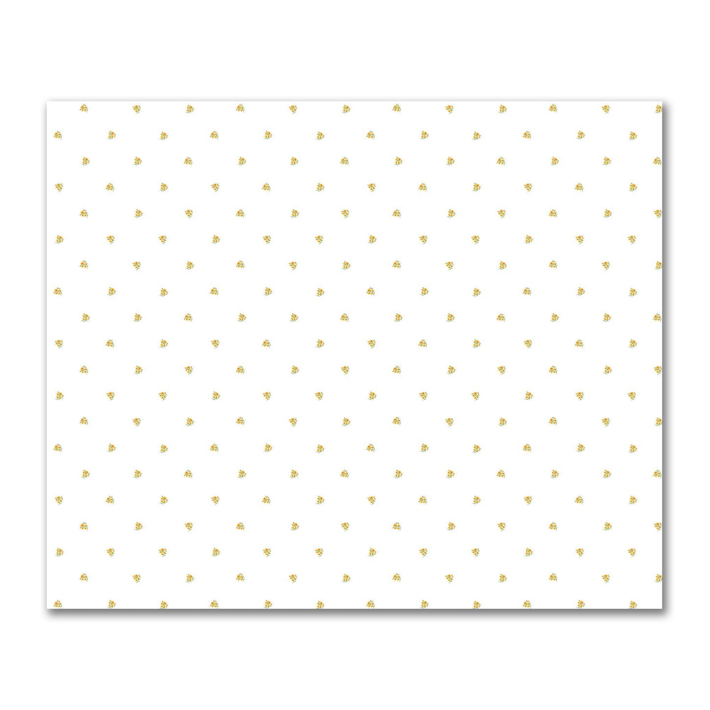 Cotton Sateen Fabric with Hand-painted Small Yellow-Orange Watercolor Floral Pattern Print, FACS-1316
