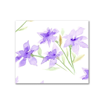 Cotton Sateen Fabric with Hand-painted Purple Watercolor Floral Print, FACS-1324