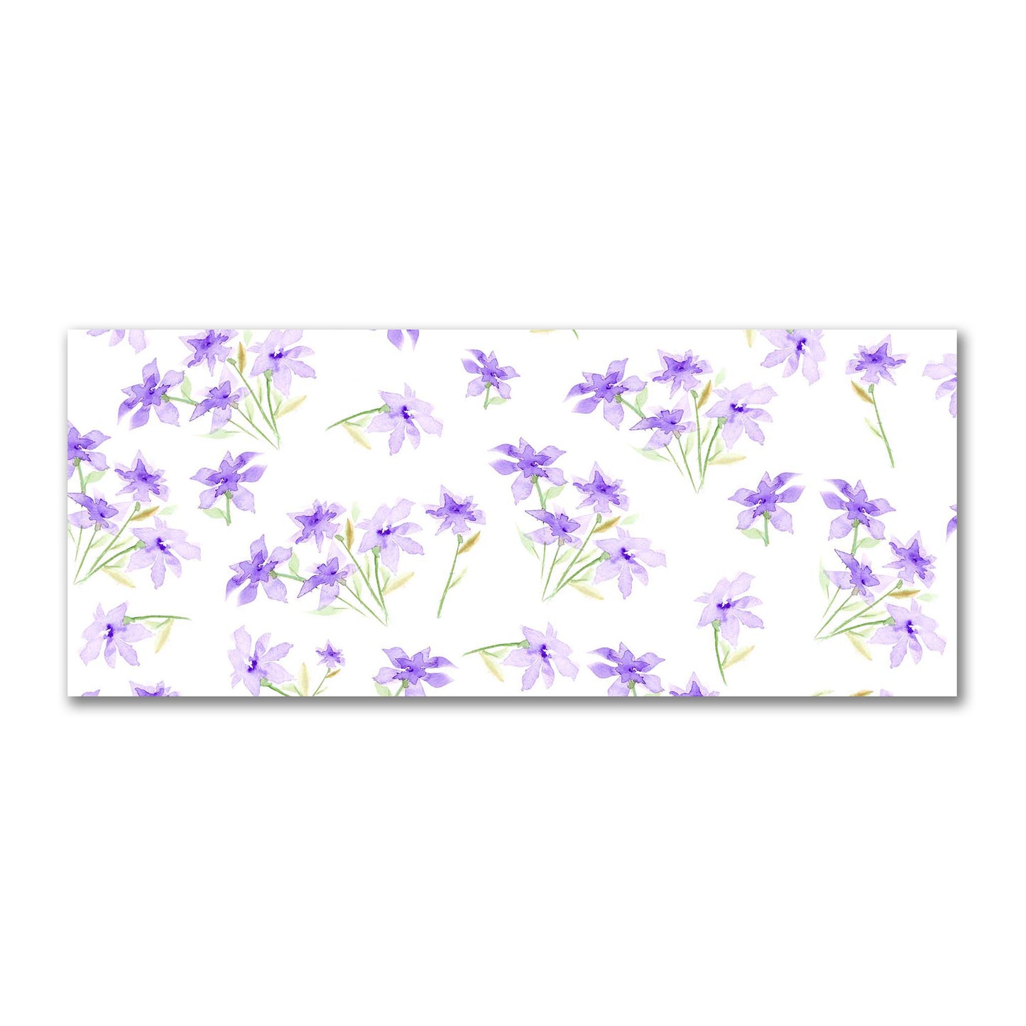 Cotton Sateen Fabric with Hand-painted Purple Watercolor Floral Print, FACS-1324