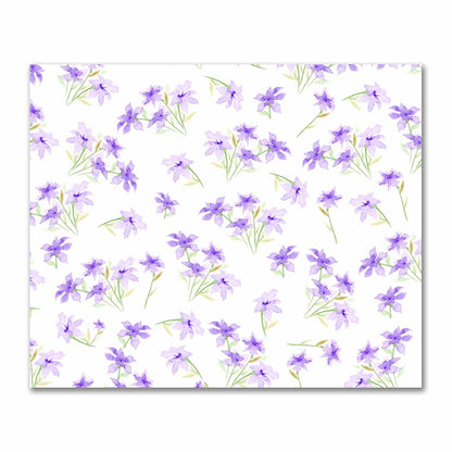 Cotton Sateen Fabric with Hand-painted Purple Watercolor Floral Print, FACS-1324