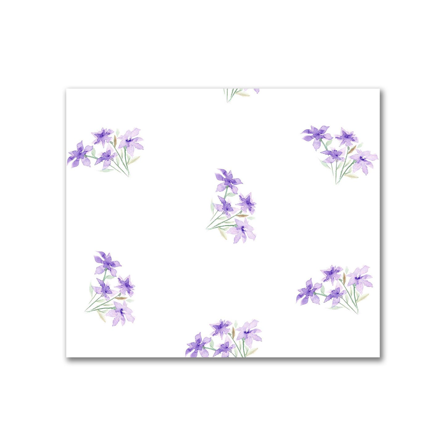 Cotton Sateen Fabric with Hand-painted Purple Watercolor Floral Pattern Print, FACS-1325