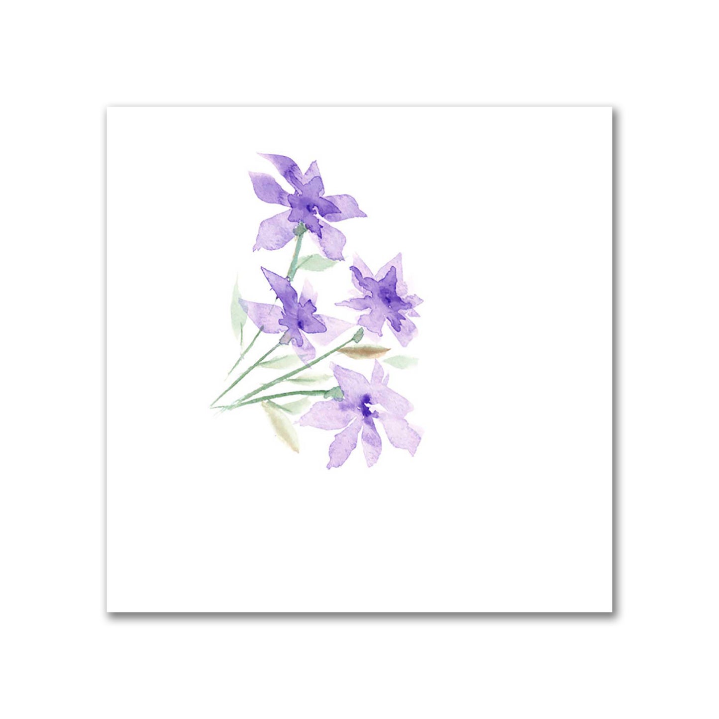 Cotton Sateen Fabric with Hand-painted Purple Watercolor Floral Pattern Print, FACS-1325